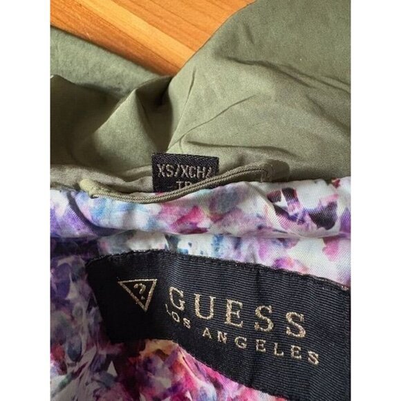 Guess Womens Olive Hooded Utility Jacket With Drawstring Waist & Zip Pockets XS - Picture 6 of 7